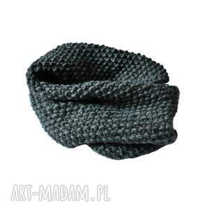 grafitowy wełniany komin ręcznie robiony ocieplacz na szyję prezent, szal