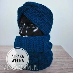 zimowa morska wykonana ręcznie na szydełku, opaska