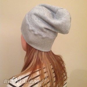 handmade czapki czapka dresowa beanie ze ściągaczem szara