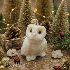 Świeca sojowa sowa płomykówka handmade na prezent