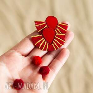 duże geometryczne klipsy czerwono złote, prezent świąteczny uszy pod