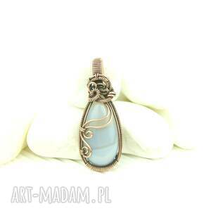 wisiorek z szarym agatem wire wrapping biżuteria artystyczna