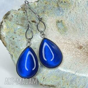 kolczyki perłowe z kobaltowymi kroplami ayliz e38/12
