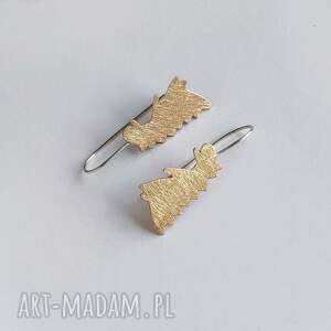 prezent na święta, dinozaur kolczyki mosiądz, zmatowione