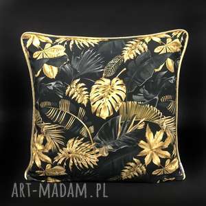 handmade poduszki poduszka złote liście 45x45cm