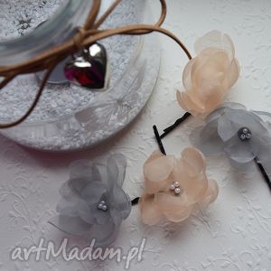 handmade ozdoby do włosów brzoskwiniowy kwiatek