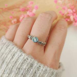 pierścionek topaz regulowany stal chirurgiczna handmade wirewrapping pomysł