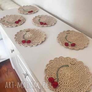 SZYDEŁKOWE PODKŁADKI sznurek, serwetka, bieżnik