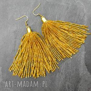 kolczyki frędzle hot gold kol22 - 7 koralików, elegancka biżuteria