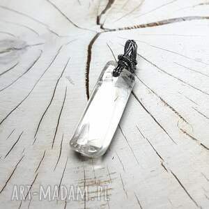 janart kryształ górski s219, wire wrappe, rękodzieło naszyjnik