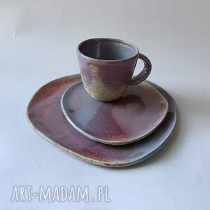 handmade ceramika zestaw śniadaniowo - obiadowy