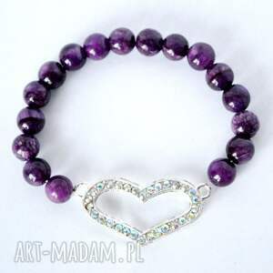 handmade bracelet by sis: cyrkoniowe serce w fioletowym marmurze