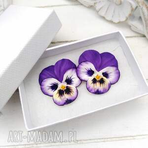 kolczyki - sztyfty z polimerowej gliny, małe artystyczny, kwiatowe