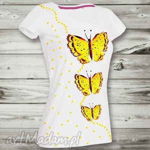 ręcznie zrobione bluzki ręcznie malowana koszulka w motyle, bawełna