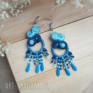 kolczyki sutasz granatowo-niebieskie, soutache