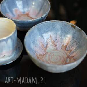 handmade ceramika misa (m )- miska śniadaniowa - miseczka szaroróżowa