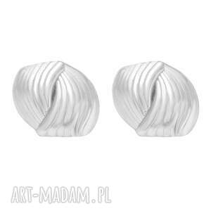 srebrne retro kolczyki, ozdobne, plecione romby sztyfty, baranki