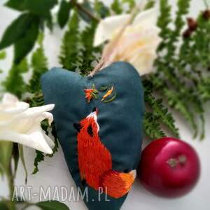 zawieszka ozdobna z haftem lisek ozdoba jesienna, wyjątkowy prezent