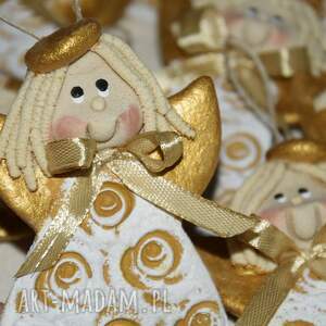 ręczne wykonanie dekoracje świąteczne świątecznie - aniołki z masy solnej, prezent