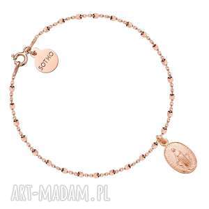 handmade bransoletka z różowego złota z medalikiem