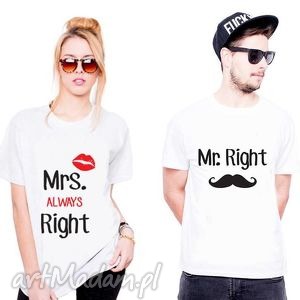 handmade koszulki koszulka dla par "mrs. Always & mr. Right "