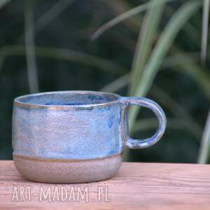 handmade ceramika kubek stalowo - niebieski