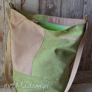 handmade torebki pojemna torba z alcantary - pastelowa jesień