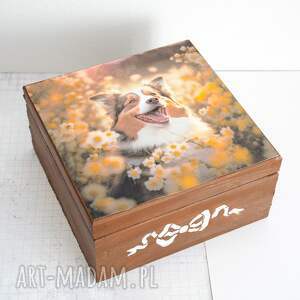 handmade pudełka pudełko drewniane z pieskiem