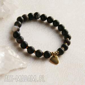 handmade stal szlachetna & agat black: bransoletka