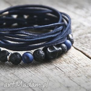 handmade męska komplet męskich bransoletek: navy blue & black