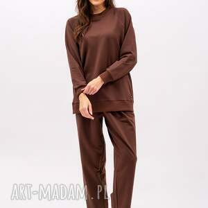 KOMPLET DRESOWY ADALET CZAKOLADA, spodnie balloon, dres damski