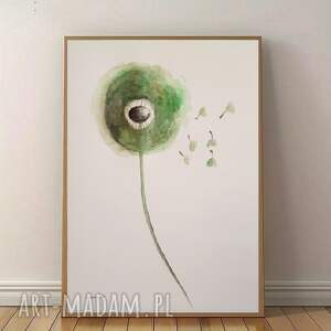 Zielony dmuchawiec - akwarela 40x30 cm bez ramy - art-Madam.pl