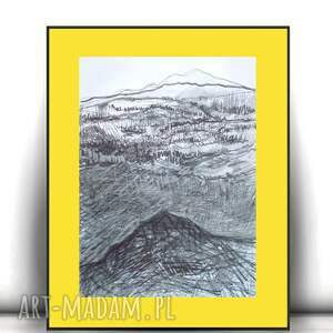 górski pejzaż 30x40, ręcznie malowany obraz z górami, nowoczesna grafika do domu, góry