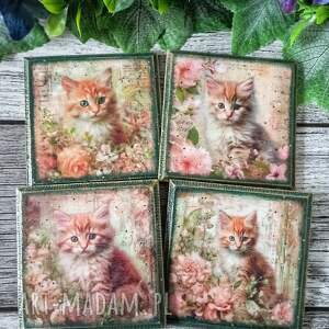 Dekoracyjne podkładki decoupage z kotkami Magiczne Kotki