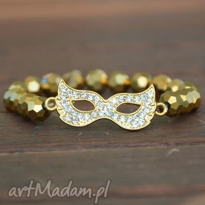handmade bracelet by sis: cyrkoniowa maska w złotych kryształach