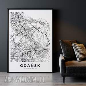 plakat mapa gdańsk - format 61x91 cm do wnętrza