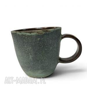 Ręcznie robiony kubek ceramiczny 260 ml - turkus i brąz
