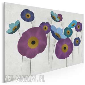 obraz na płótnie - maki kwiaty fiolet błękit - 120x80 cm (86801)
