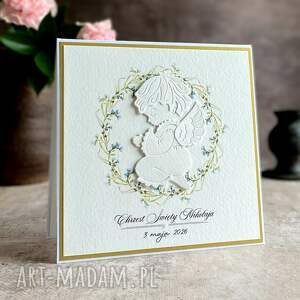 personalizowana kartka na chrzest w ozdobnej kopercie 72b, kartki