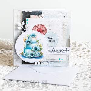 ręcznie wykonane scrapbooking kartki kartka ślubna - serdeczne życzenia w dniu ślubu nr