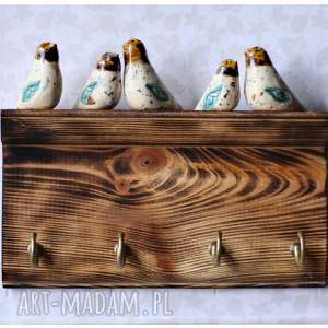 wieszak półeczka z kolorowymi ptakami ceramika