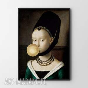 balonówa ze złotym balonem - plakat 30x40 cm, obraz, grafika, dekoracje, modne