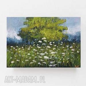 łąka - praca pastelami suchymi formatu A4, rysunek