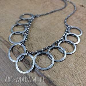 Naszyjnik - zawieszki oksydowane, srebro 925, koła