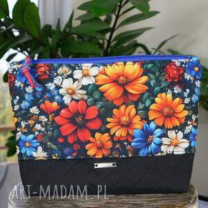 kosmetyczka wodoodporna jesienne kwiaty, duża pojemna