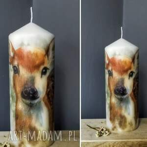 świeca dekoracyjna 18 cm sarna, natura prezent, rękodzieło