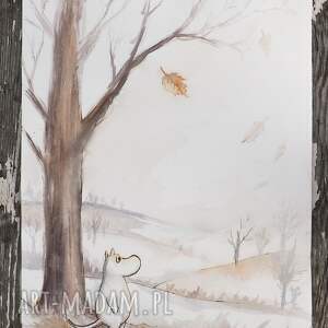 muminek w oczekiwaniu na sen zimowy oryginalna akwarela 4050passe - partout