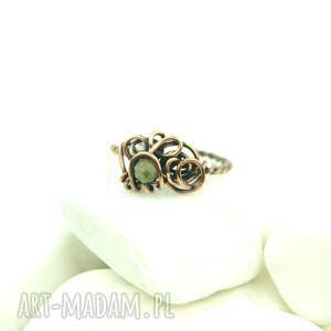 Blue-Pearl-Art: Turmalin regulowany pierścionek z miedzi, z oczkiem, z kamieniem, dla niej, wire