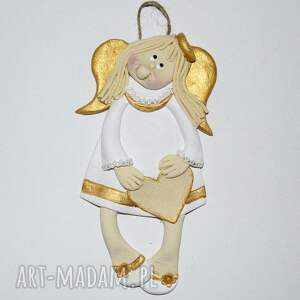 handmade dla dziecka pamiątka joasi - aniołek komunijny z masy solnej