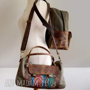 prezent ślubny zestaw podróżnych plecak i torba crazy horse brązowa skóra